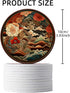 Trillionn 12 Pack Felt Cup Coasters for Drink, Absorbent Coasters for Coffee, Japonisme Pattern Design Drink Coasters