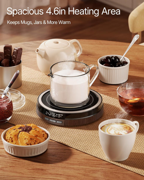 50W 4 12H Coffee Mug Warmer for Desk, Fast Heating Cup Warmer with Smart Display, Temps & Timer, Auto Shut Off for Tea