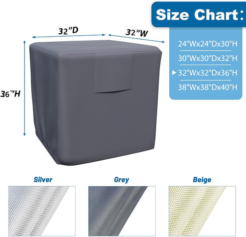 AKEfit Heavy Duty Waterproof Air Conditioner Cover for Outside, Durable Oxford Fabric, Veranda AC Protector - Grey