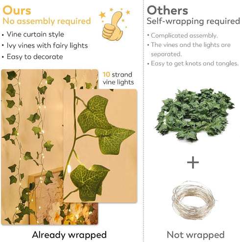 6.5ft 6.5ft 200 8 A.bigwhale Vines Lights for Bedroom, x Ivy Garland with LED Vine Artificial Fairy Lights Curtain