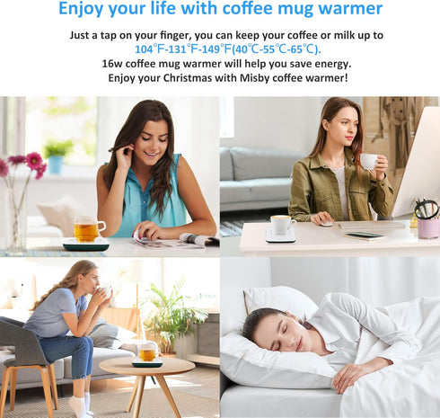 Misby Coffee Warmer, Coffee Cup Warmer with Auto Shut Off, Gravity-Induction Coffee Warmer for Desk Use, Coffee Mug
