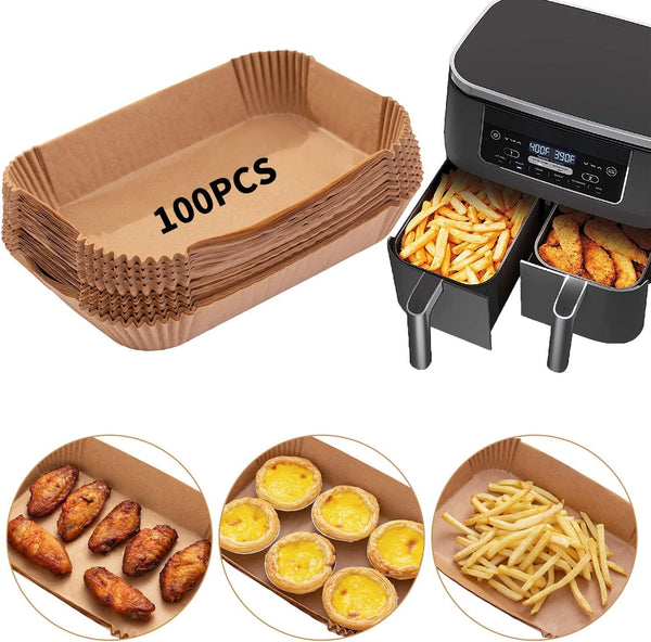 Air Fryer Disposable Paper Liner, 100PCS Food Grade Parchment Liners for Ninja Foodi Dual Air Fryer