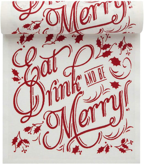 Five Star Napkins Eat Drink & Be Merry Christmas Cocktail Napkins, White Linen, 4.5" x 4.5" (50 x)