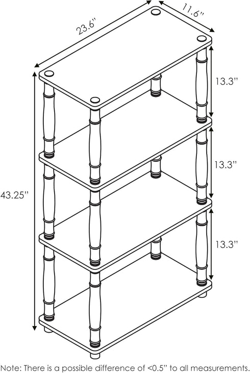 "Furinno Turn-N-Tube 4-Tier Multipurpose Shelf Display Rack, Classic Tubes in French Oak Grey/Black"