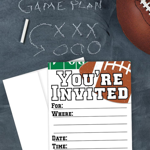 Football Party Invitations with Envelopes - 20 Count