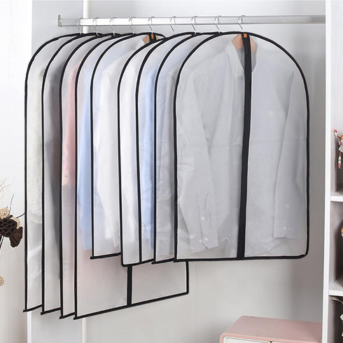 Extra Long 60in Clear Dress Garment Bags - Lightweight Dust Proof Cover with Full Zipper, Pack of 6