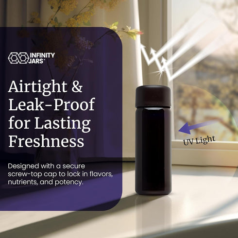 Infinity Jars Black Ultraviolet Glass Slow Pour Bottle 100 ML Airtight Refillable Container for Massage Oil, Shampoo