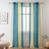 Yancorp Sheer Curtain Semi Bedroom Curtains, 63 inches Length Linen Blue Beige Ombre Rod Pocket Drapes for Kids Window