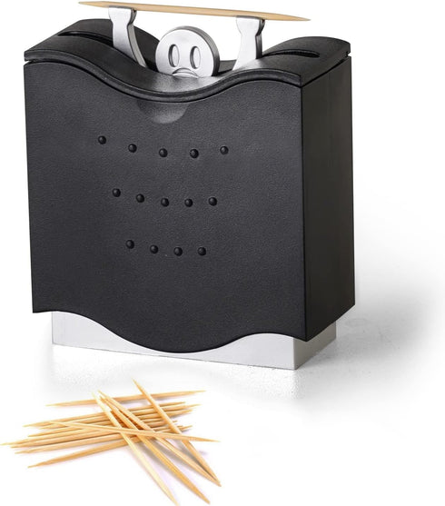 Fun Toothpick Holder - Cute Decorative Plastic Toothpick Dispenser (Black)