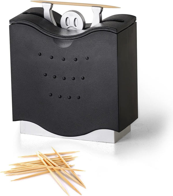 Fun Toothpick Holder - Cute Decorative Plastic Toothpick Dispenser (Black)