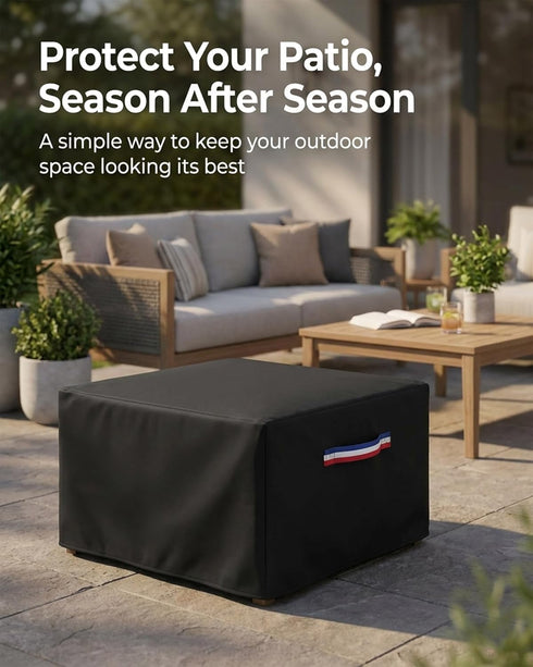 Yagvany 600D 22 22 18 Inch, Square Waterproof Patio Ottoman Cover, Heavy Duty Outdoor Furniture Cover with Windproof