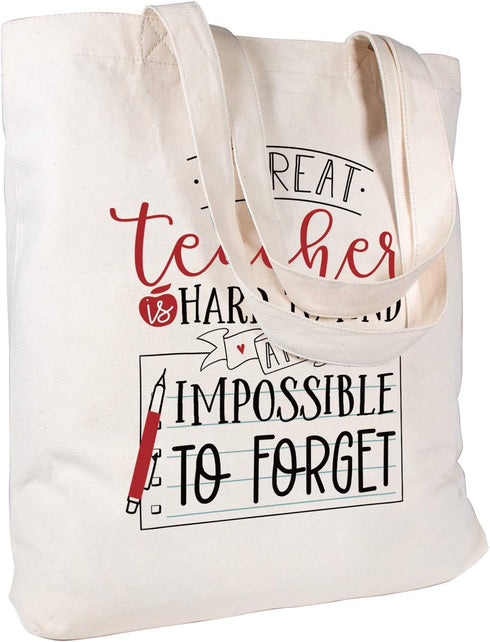 CARAKNOTS Teacher Gifts - Cotton Canvas Tote Bag for Teacher Appreciation, Valentines Day, Graduation, with Pocket