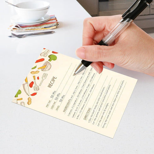 Toplive 50 Pack Recipe Cards: 4x6 Double Sided Kitchen Cards, Thick Cardstock for Bridal Showers and Housewarming Gifts