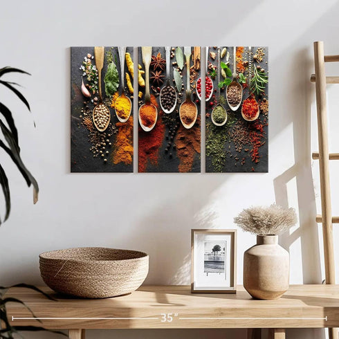3 23" 14" ElephantStock Choice of Spices Wall Art - Panel Multi Piece Canvas Print for Kitchen - Wall Decor Pictures