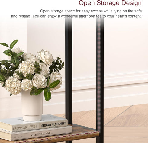 2-Tier Narrow Side Table for Small Space, Slim End Table, Thin Nightstand, Skinny Snack Couch Table, Sofa Bedside Table