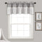 Lush Decor Linen Button Farmhouse Valance - 52" W x 18" L, Gray & White, Rustic Kitchen Curtains with Coconut Husk