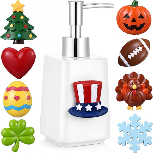 Gejoy Seasonal Soap Dispenser Patriotic 4th of July Magnetic Interchangeable Set -