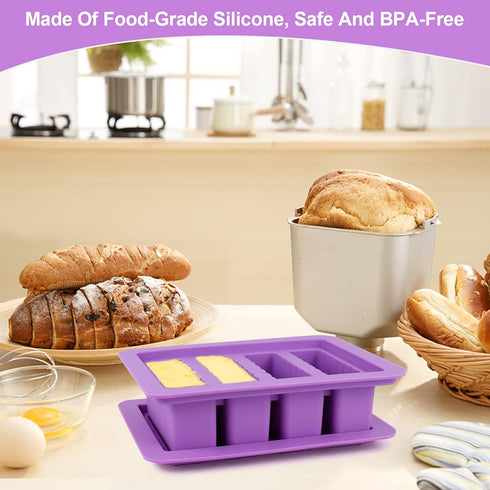 Butter Mold Tray, Silicone Tray with Lid for Making Butter Stick, Soap Bar, Energy Bar, Muffin, Brownie