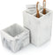Essentra Home Toothbrush Holder with Lid, Elegant White Marble Bathroom Toothbrush &