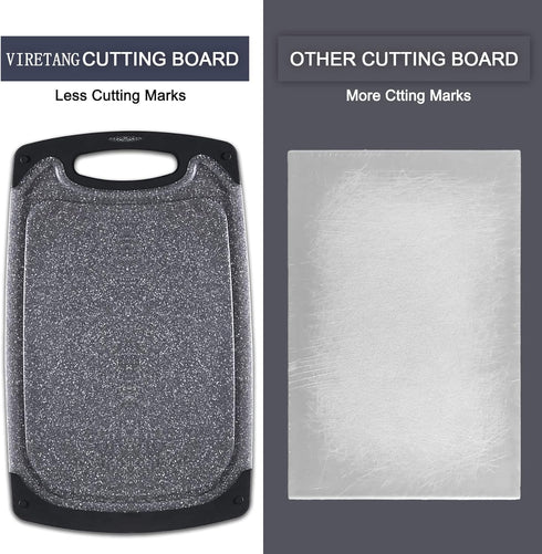 Cutting Boards for Kitchen, Plastic Chopping Board Set of 3 with Non-Slip Feet, Easy Grip Handle, BPA Free