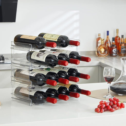 Lifewit Stackable Water Bottle Organizer (3 Pack) - Kitchen Pantry Storage for 10 Bottles, Plastic Fridge Holder,