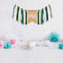 Q&High Life 1st Wild Safari Jungle Highchair Banner for Birthday Decorations - Dark Green Burlap Banner with Adjustable
