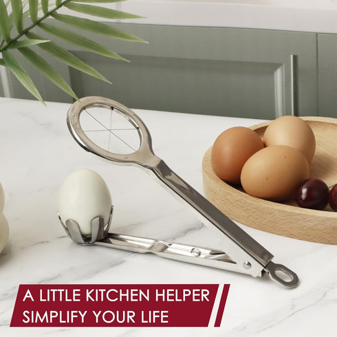 Best Utensils Stainless Steel Egg Slicer - Divides Hard Boiled Eggs Into 6 Segments