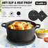 Walfos Silicone Trivet Mats - 4 Heat Resistant Non-Slip Hot Pads for Kitchen, Food Grade Silicone (Black)