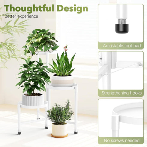 JOPBENG 3 10 Inch Tier Metal Plant Stand Indoor Outdoor, Corner Plant Shelf with Wide Tray,Flower Pot Display Holder