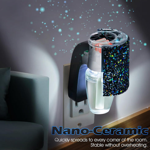 Wall Fragrance Plug with Night Light, Compatible with Bath & Body Works WallFlower, Black Rhinestone