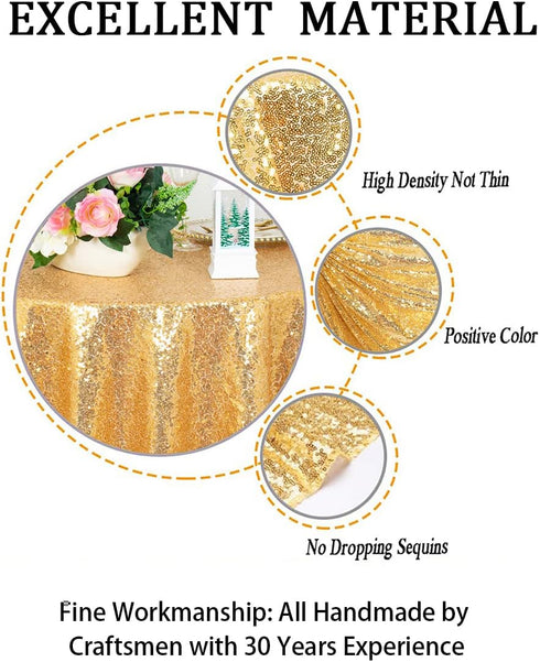 ShinyBeauty Gold Sequin Tablecloth - Sequin Table Overlay for Wedding/Party/Event Decoration (36inx36in)