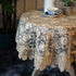 33 inch SUTAVIA Lace Rose Fabric Round Tablecloth Gold Floral Coffee Table Cover Classic Dustproof Table Protector