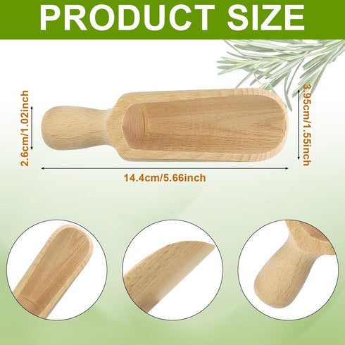 2 Pcs Wooden Spoons, 5.5 In Natural Beech Wood Bath Salt Scoop, Spice Spoons, Multipurpose Spoon Set for Coffee Spoons, Sugar Scrubs, Spices, Bath Salts, Cooking