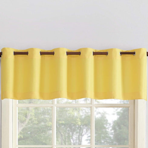 No. 918 Montego Casual Textured Semi-Sheer Grommet Kitchen Curtain Valance, 56" x 14", Yellow
