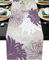 Table Runner, Chrysanthemum Flower Purple White Dresser Scarves for Holiday Dinner Parties, 13x120inch