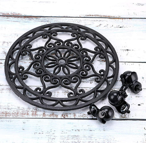 Skelang 12.6 Inches 350 Lbs Plant Stand, Cast Iron Plant Pallet Caddy, Plant Pot Dolly with Brake Wheel, Load Capacity