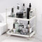 FSyueyun 2-Tier Bathroom Counter Organizer, Tool-Free Installation Vanity Makeup Tray and Skincare Shelf, Silver