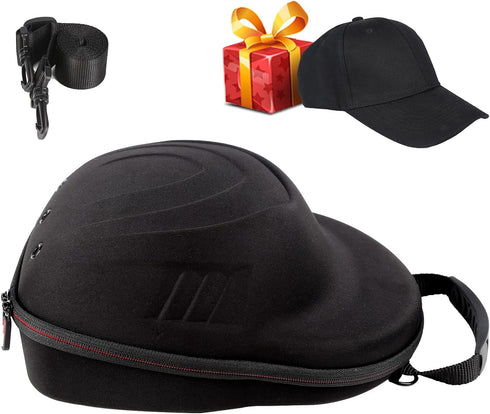 Glamgen Hard Hat Case for Baseball Caps, Travel Carrier with One Black Cap, Adjustable Shoulder Strap