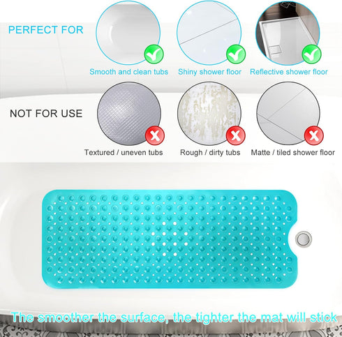 40 16 Inch 200 Sheepping Baby Bath Mat Non Slip Extra Long Bathtub Mat for Kids X - Eco Friendly Bath Tub Mat with Big