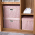 PRANDOM 1-Pack Larger Collapsible Storage Bin with Lid, Pink Fabric Decorative Box Cube Organizer for Bedroom, Closet,