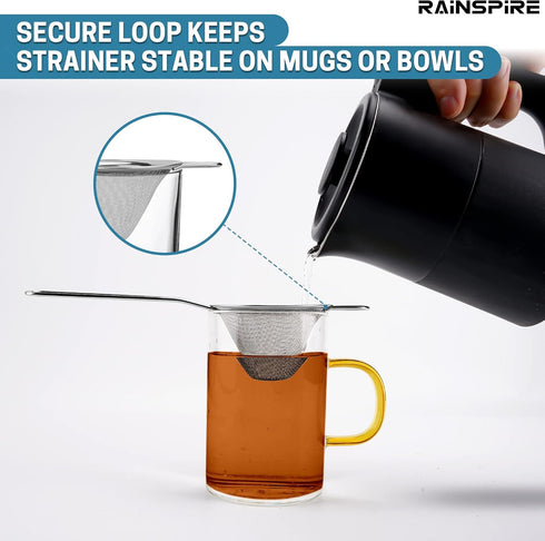Stainless Steel Fine Mesh Strainer, Mini Cocktail Strainer for Tea, Herbs, Coffee & Drinks, Rust Proof