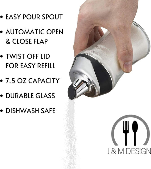 7.5oz J&M DESIGN Sugar Dispenser with Pour Spout Lid Sugar Container Shaker Coffee Bar Accessories Organizer Essentials