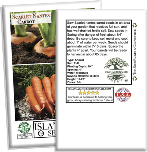 500+ 85% Scarlet Nantes Carrot Seeds for Planting Non-GMO & Heirloom Seeds, Botanical Name: Daucus carota, Germination