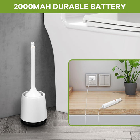 pafyh Set,Toilet Electric Toilet Brush and Holder Bowl Brush,Wireless Electric Spin Scrubber,with Silicone Brush Head