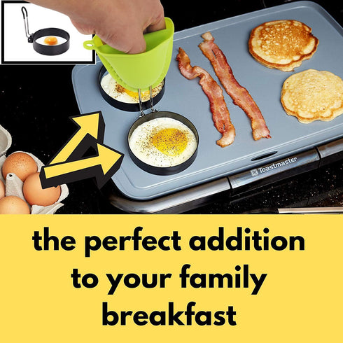 4 Pack Stainless Steel Egg Ring Molds, Non-Stick Metal Shaper Circles for Fried Egg McMuffin Sandwiches