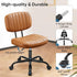 Armless 360 DUMOS Small Home Office Desk Chair - Vanity Task Chair with Low Back, Height Adjustable PU Leather Swivel