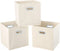Fabric Cloth Storage Bins, Cube Organizer with Dual Handles, Foldable Storage Baskets for Home, Set of 3, Creamy-White