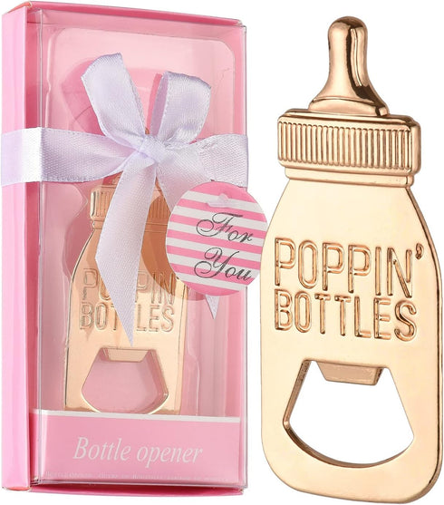 24 Packaging 24pcs) pcs Baby Shower Return Gifts for Guest Supplies Poppin Baby Bottle Shaped Bottle Opener Wedding
