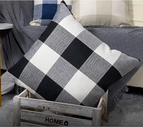 VAKADO Set of 2 20x20 Black White Buffalo Plaids Decorative Throw Pillow Covers for Couch Sofa Car Outdoor Home Decor