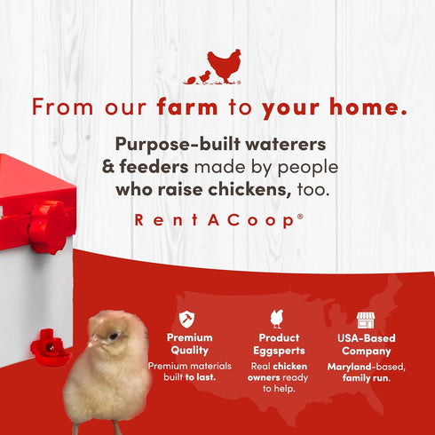 64oz (2 2 RentACoop Liter) Chicken Drinker with Versatile Nipples - Ideal for Baby Chicks, Quail, Small Birds